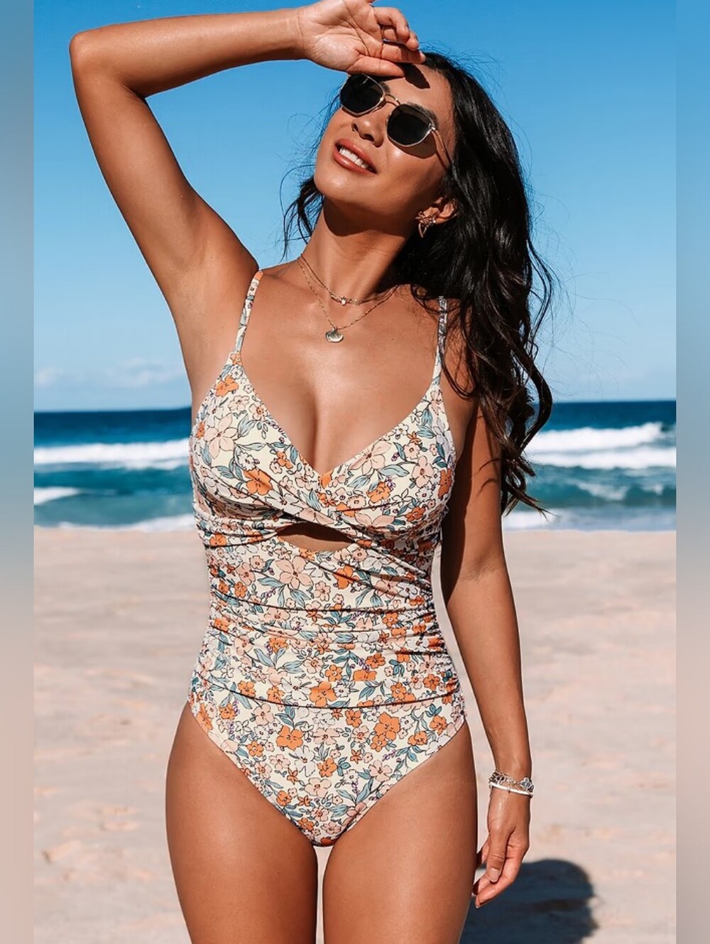 NWT Cupshe Yellow Ditsy Wrapped Cutout Swimsuit - Size M